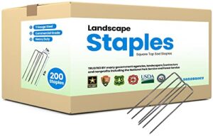 sandbaggy 200-pack 6 inch landscape staples – great for securing landscape fabric, ground cover or drip irrigation tubing – trusted by farmers & contractors across usa