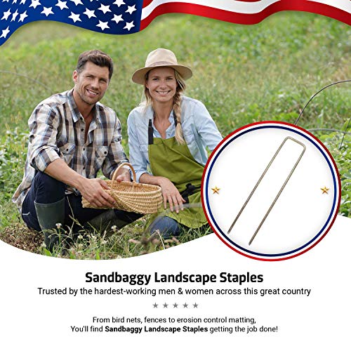 Sandbaggy 200-Pack 6 inch Landscape Staples - Great for Securing Landscape Fabric, Ground Cover or Drip Irrigation Tubing - Trusted by Farmers & Contractors Across USA