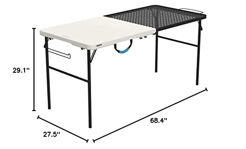 Lifetime Folding Tailgate Table with Grill Rack, 5-Foot, Pumice & Black