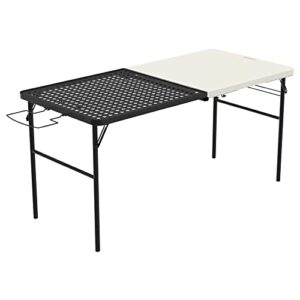 Lifetime Folding Tailgate Table with Grill Rack, 5-Foot, Pumice & Black