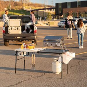 Lifetime Folding Tailgate Table with Grill Rack, 5-Foot, Pumice & Black