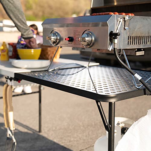 Lifetime Folding Tailgate Table with Grill Rack, 5-Foot, Pumice & Black