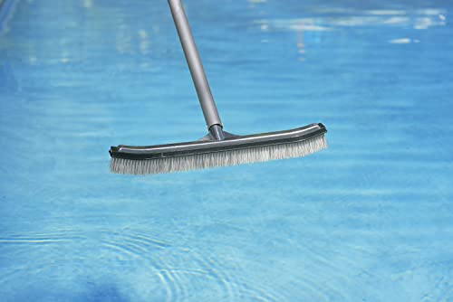 Poolmaster 20173 18-Inch Swimming Pool Brush With Aluminum-Back and Combo Bristles, Premier Collection