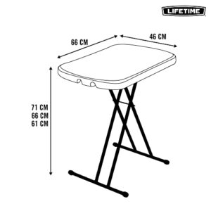 Lifetime 80251 Adjustable Folding Laptop Table TV Tray, 26 Inch, White Granite