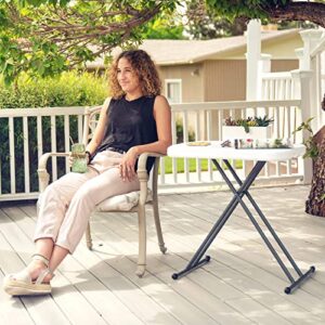 Lifetime 80251 Adjustable Folding Laptop Table TV Tray, 26 Inch, White Granite