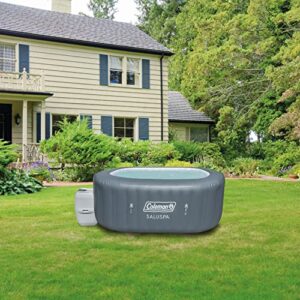 Coleman 15442-BW SaluSpa 4 Person Portable Inflatable Outdoor Square Hot Tub Spa with 114 Air Jets, Cover, Pump, and 2 Filter Cartridges, Gray