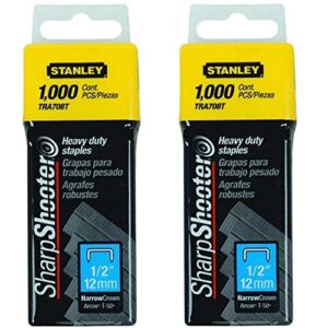 TRA708T Sharpshooter 1,000 1/2" 12MM steel narrow crown staples T-50 (2 Pack)