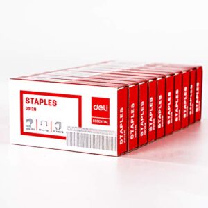 deli 10,000 staples, fits deli 25, 40 and 60 sheet capacity staplers, standard 1/4 inch length, 24/6, jam free sharp chisel point design, 10 boxes of 1,000 staples, fits standard staplers(0012n)