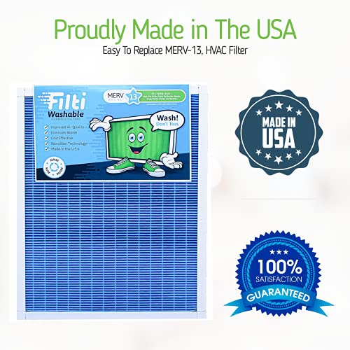 Filtri Washable Durable Household HVAC 16 x 25 x 1 High Efficiency MERV 13 Fine Particulate Replacement Reusable Furnace Air Filter