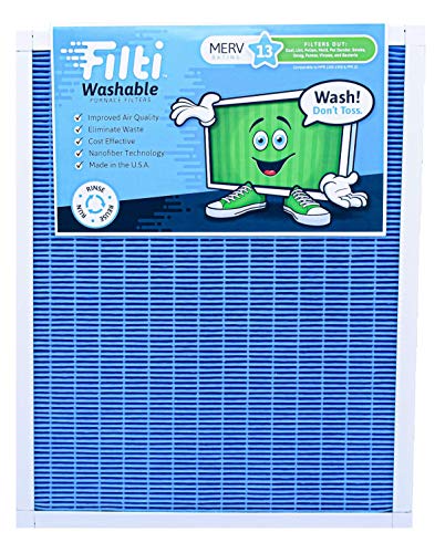 Filtri Washable Durable Household HVAC 16 x 25 x 1 High Efficiency MERV 13 Fine Particulate Replacement Reusable Furnace Air Filter