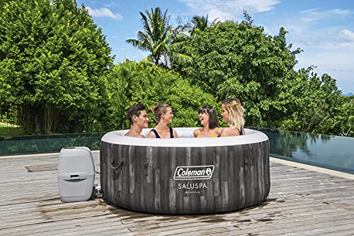 Inflatable Coleman 90455 SaluSpa Bahamas 71-Inch x 26-Inch 4 Person Outdoor Portable Hot Tub Spa with 120 Air Jets, Pump, 2 Filter Cartridges, and Tub Cover