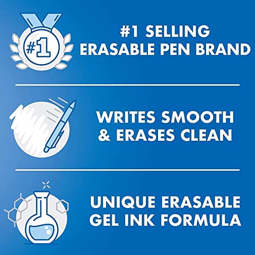 PILOT Frixion Synergy Clicker Erasable Pens, Retractable and Refillable, 0.5mm Extra Fine Point, 6 Pack of Blue Ink Pens + 6 Refills