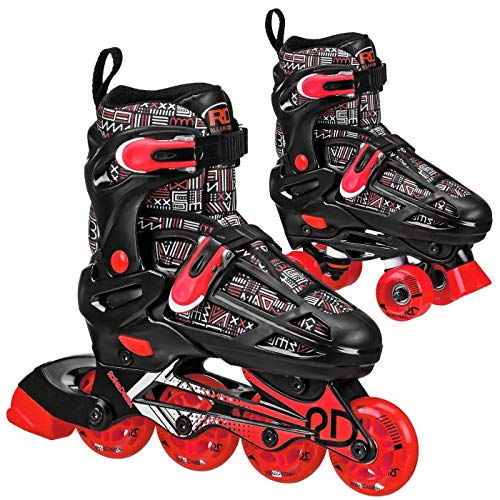 Roller Derby Caspian Boys Adjustable Inline-Quad Combo Skates - RED/Black Size 12-2