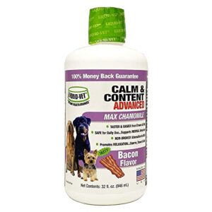 liquid-vet by reliant health brands k9 calm & content advanced formula, 32oz, bacon