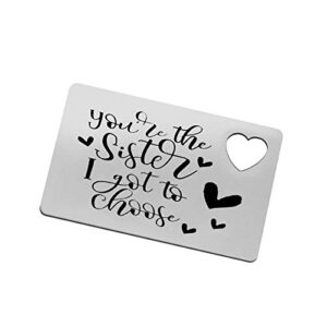 sister wallet card insert from sister brother, sister gift for best friend, soul unbiological sister, besties, friends for christmas birthday wedding gift, you’re the sister i got to choose