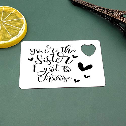 Sister Wallet Card Insert from Sister Brother, Sister Gift for Best Friend, Soul Unbiological Sister, Besties, Friends for Christmas Birthday Wedding Gift, You're the Sister I Got to Choose