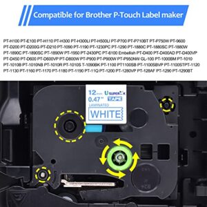 USUPERINK 50PK Compatible for Brother P-Touch Label Maker Tape TZe-233 TZ-233 TZe233 TZ233 Blue on White 12mm 1/2 inch 0.47'' x 26.2ft Laminated TZe TZ Label Tape for PT-1600 1700 1750 1800