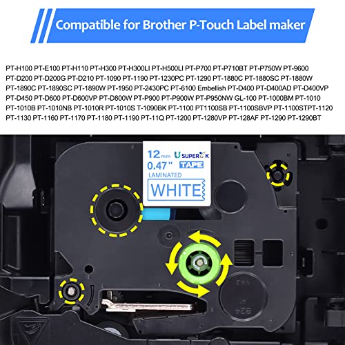 USUPERINK 50PK Compatible for Brother P-Touch Label Maker Tape TZe-233 TZ-233 TZe233 TZ233 Blue on White 12mm 1/2 inch 0.47'' x 26.2ft Laminated TZe TZ Label Tape for PT-1600 1700 1750 1800