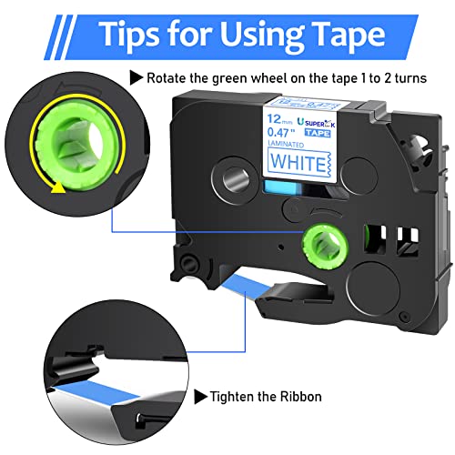 USUPERINK 50PK Compatible for Brother P-Touch Label Maker Tape TZe-233 TZ-233 TZe233 TZ233 Blue on White 12mm 1/2 inch 0.47'' x 26.2ft Laminated TZe TZ Label Tape for PT-1600 1700 1750 1800