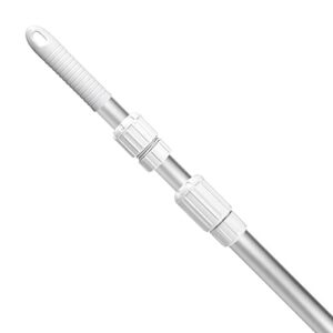 poolmaster 21306 15 foot telescopic, adjustable and compact aluminum pole for swimming pool cleaning, commercial collection, silver