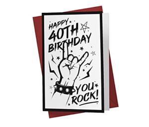 40th birthday card for him her – 40th anniversary card for dad mom – 40 years old birthday card for brother sister friend – happy 40th birthday card for men women | karto – you rock