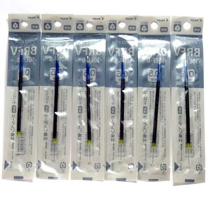 Pilot Acroball Ballpoint Pen Black Ink Refills, 0.5mm, BRFV-10EF-B, Set of 6 (Japan import)