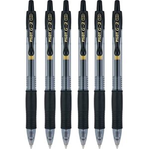 pilot g2 retractable premium gel ink roller ball pens, bold point, black ink, pack of 6