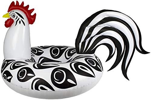 Poolmaster Rooster Inflatable Swimming Pool Party Float (48 Inch), Black/White/Red