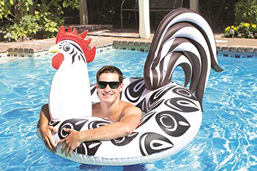 Poolmaster Rooster Inflatable Swimming Pool Party Float (48 Inch), Black/White/Red