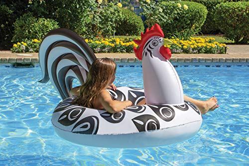 Poolmaster Rooster Inflatable Swimming Pool Party Float (48 Inch), Black/White/Red