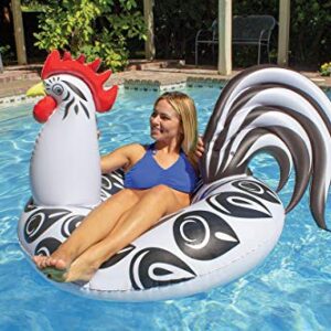 Poolmaster Rooster Inflatable Swimming Pool Party Float (48 Inch), Black/White/Red