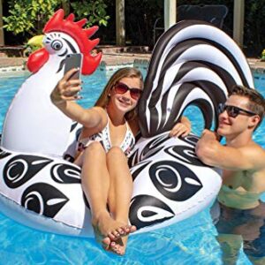 Poolmaster Rooster Inflatable Swimming Pool Party Float (48 Inch), Black/White/Red