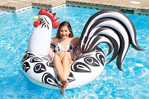 Poolmaster Rooster Inflatable Swimming Pool Party Float (48 Inch), Black/White/Red