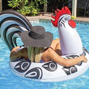 Poolmaster Rooster Inflatable Swimming Pool Party Float (48 Inch), Black/White/Red