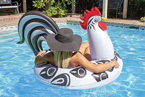 Poolmaster Rooster Inflatable Swimming Pool Party Float (48 Inch), Black/White/Red