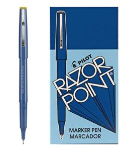 pilot razor point fine line marker pens, ultra-fine point (0.3mm) blue ink, 12-pack (11004)