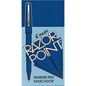 PILOT Razor Point Fine Line Marker Pens, Ultra-Fine Point (0.3mm) Blue Ink, 12-Pack (11004)