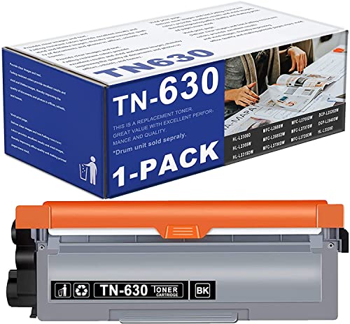 INDIUPRINT 1 Pack TN630 TN-630 Black Toner Cartridge Replacement for Brother HL-L2300D L2305W L2315DW L2320D L2340DW L2360DW L2380DW MFC-L2680W L2685DW L2740DW DCP-L2520DW L2540DW Printer Toner.