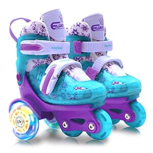 4-pejiijar toddler roller skates shoes for kids, girls roller skates for toddlers children age 3-9 outdoor indoor adjustable 4 sizes with light up flash led wheels