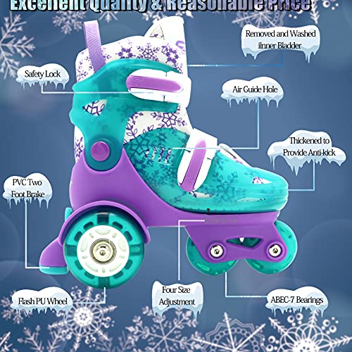 4-Pejiijar Toddler Roller Skates Shoes for Kids, Girls Roller Skates for Toddlers Children Age 3-9 Outdoor Indoor Adjustable 4 Sizes with Light Up Flash LED Wheels