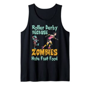 roller derby halloween zombies hate fast food tank top