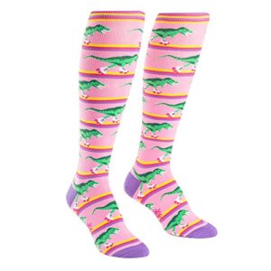 sock it to me women’s rawr-ler rink dinosaur knee high socks