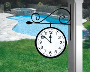 poolmaster 52608 dual sided hanging indoor clock or outdoor clock, black