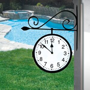 Poolmaster 52608 Dual Sided Hanging Indoor Clock or Outdoor Clock, Black