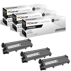 cs compatible toner cartridge replacement for brother tn660 tn630 tn-660 tn-630 3 pack black
