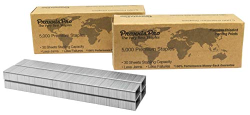 PraxxisPro Powerhouse Premium Staples, 26/6, Full-Strip Chisel Pointed Staples, 2 to 45 Sheets, for Powerhouse Electric Stapler and All Standard Staplers - for Office and Home Use (10,000)