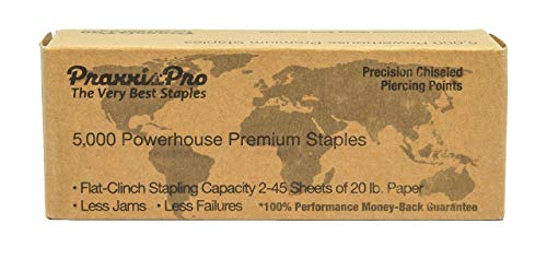 PraxxisPro Powerhouse Premium Staples, 26/6, Full-Strip Chisel Pointed Staples, 2 to 45 Sheets, for Powerhouse Electric Stapler and All Standard Staplers - for Office and Home Use (10,000)