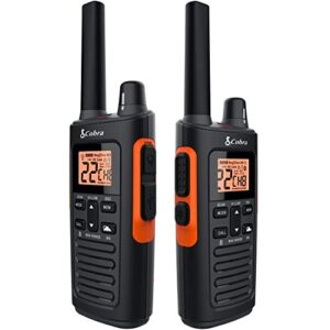 Cobra RX680 Waterproof Walkie Talkies for Adults - Rechargeable, 60 Preset Channels, Long Range 38-Mile Two-Way Radio Set (2-Pack),Black and Orange