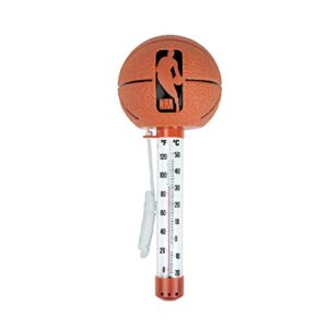 poolmaster 25306 floating basketball swimming pool and spa thermometer featuring classic nba logo, brown