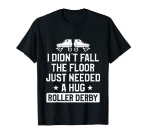 roller derby player fall on floor skating team t-shirt